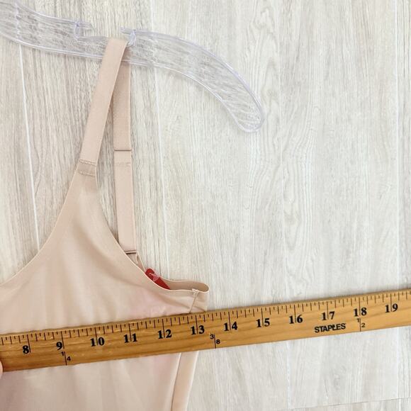 SPANXshape Bodysuit Size Small Invisible Open-Bust Mid-Thigh Champagne Beige - Picture 12 of 16